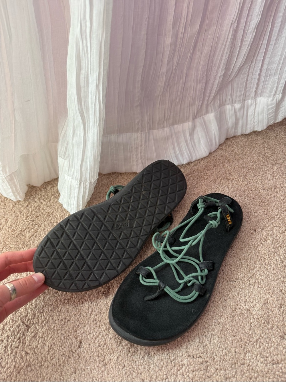 Teva Women's Black Sandals with Sage Green Straps
